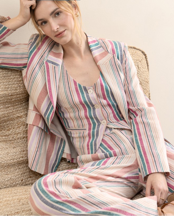 Striped linen blazer Multi