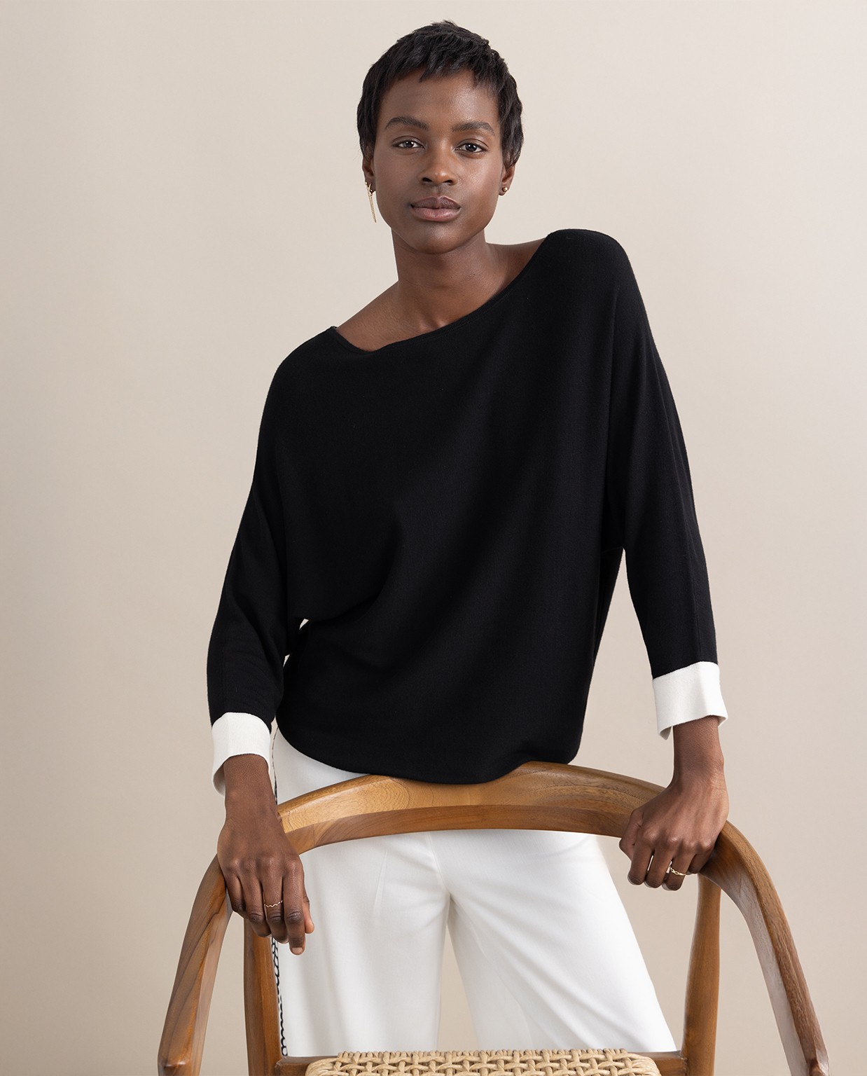 Batwing Sleeve Knit Jumper Black