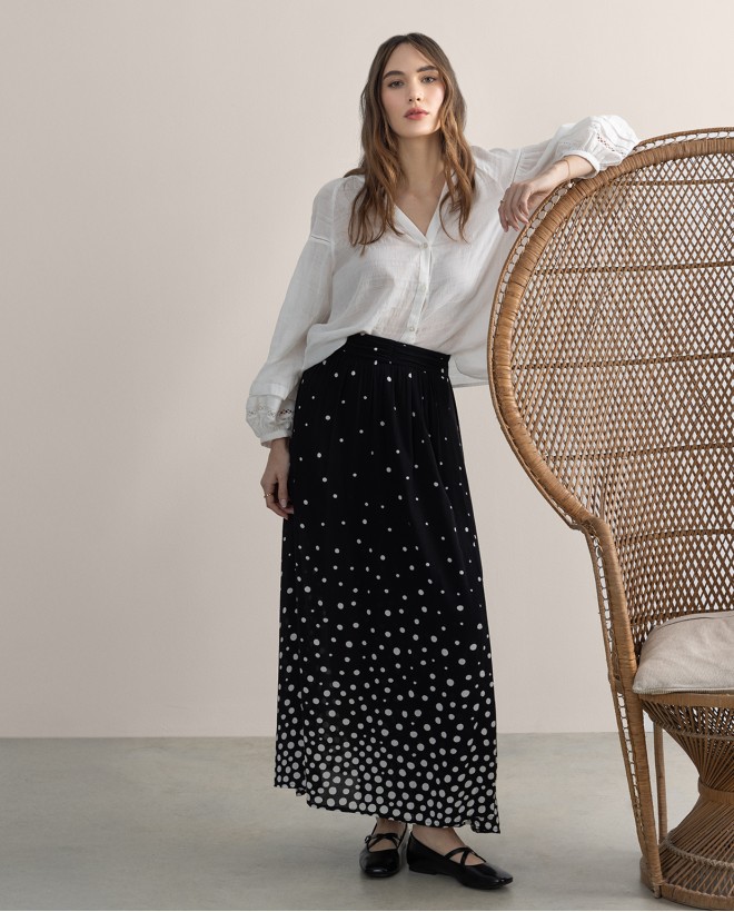 Polka dot printed midi...