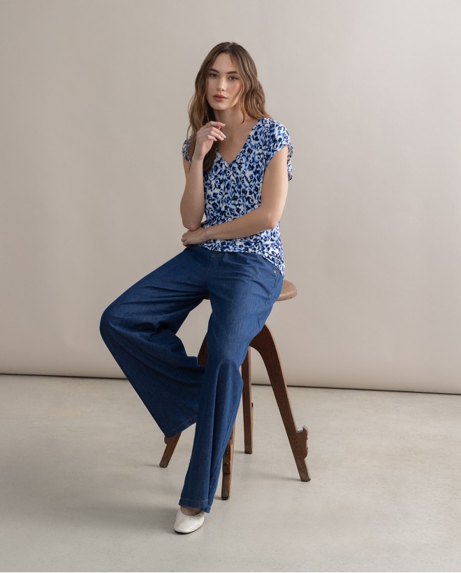 Jeans wide leg algodón Azul