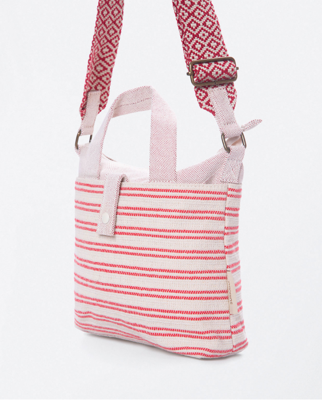 Jacquard shoulder bag with handle. Stripes Red