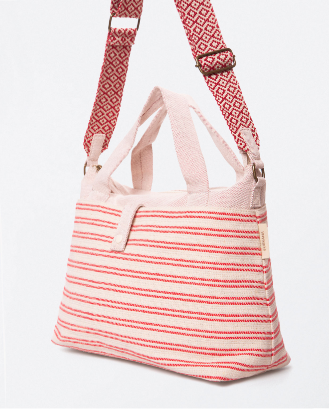 Shopper asa de mão e mala a tiracolo de jacquard Vermelho