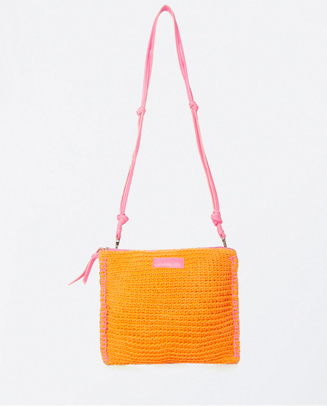 Bandolera de crochet pequeña tejida a mano. Naranja