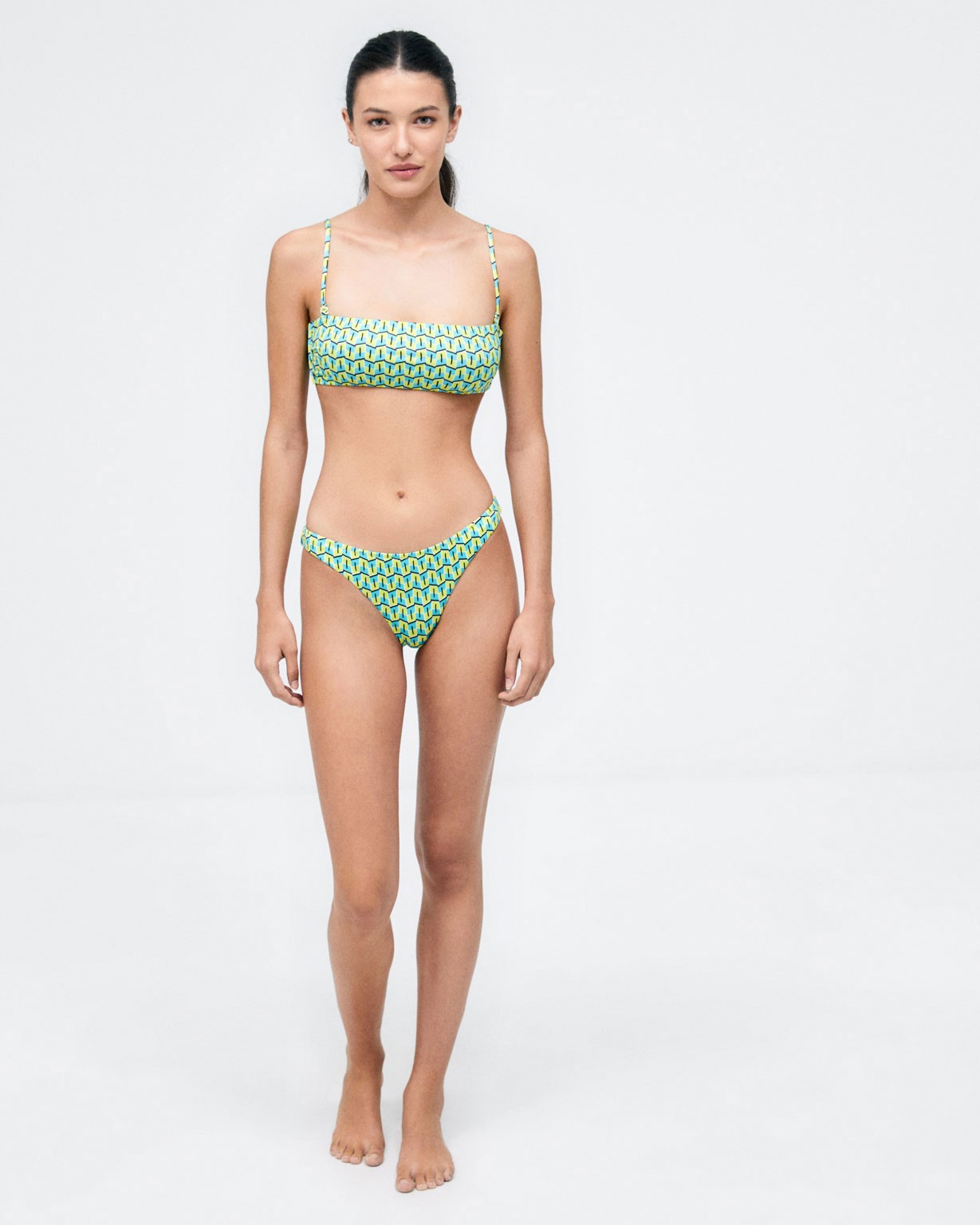 Top bikini bandeau Verde acido