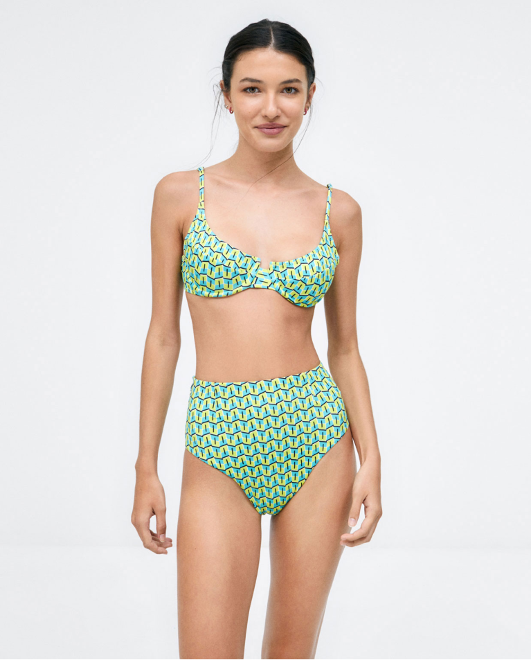 Biquíni cueca alta Verde ácido
