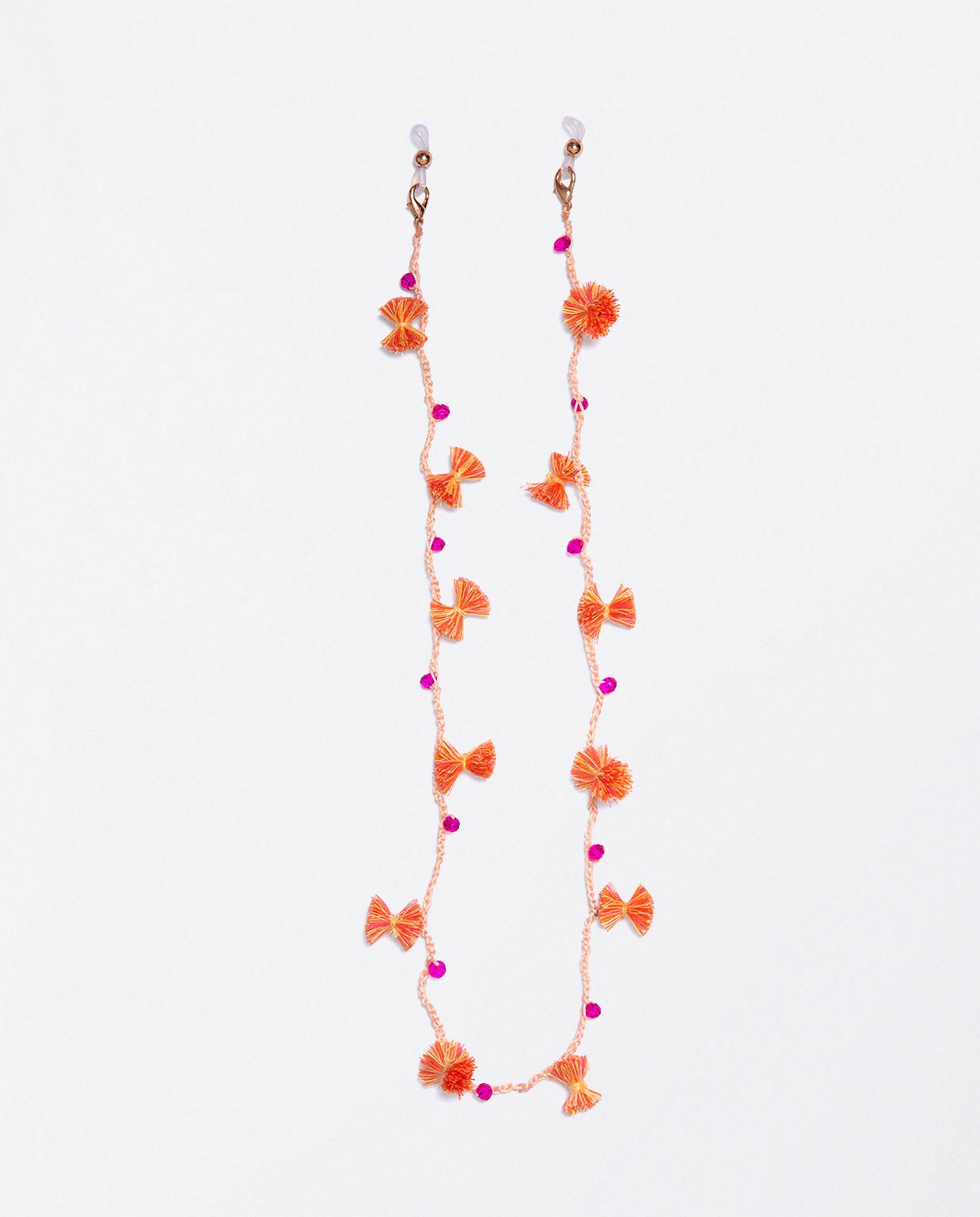 Conjunto de correntes de óculos. Orange pompom