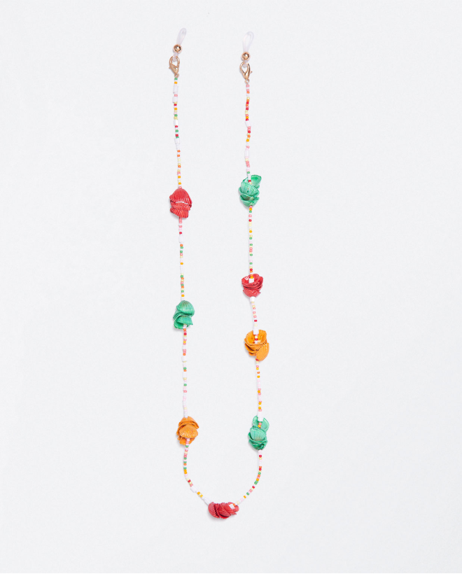 Eyewear cord with colour pieces in squares Color shells