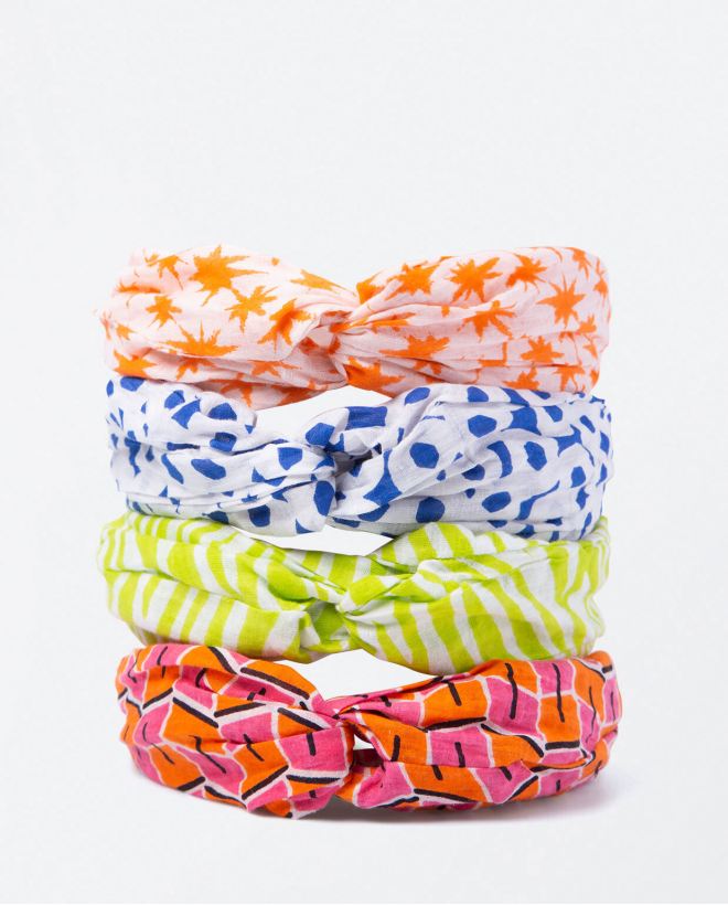Printed wide headband Pink