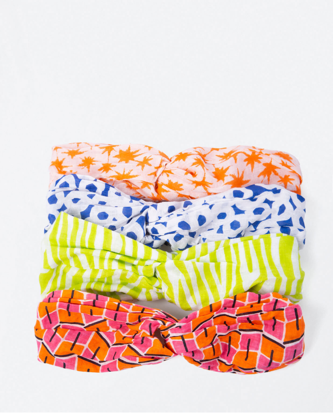 Printed wide headband Green