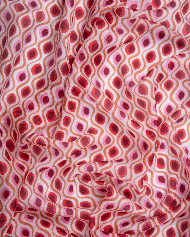  border print square scarf Red