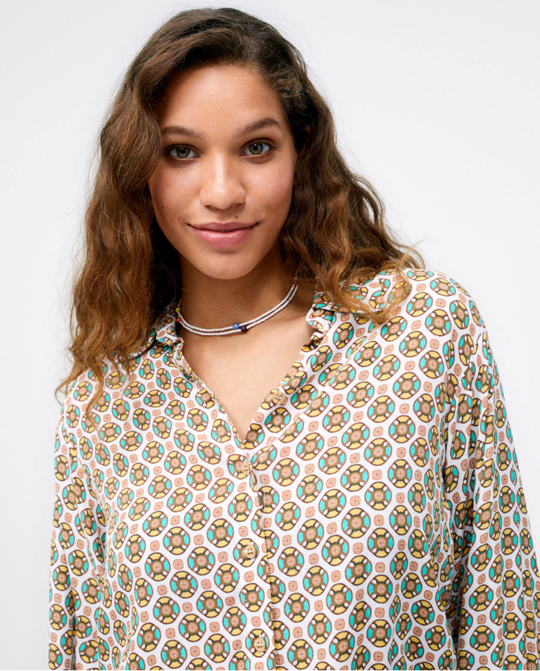 Camisa com elástico na cintura Amarelo