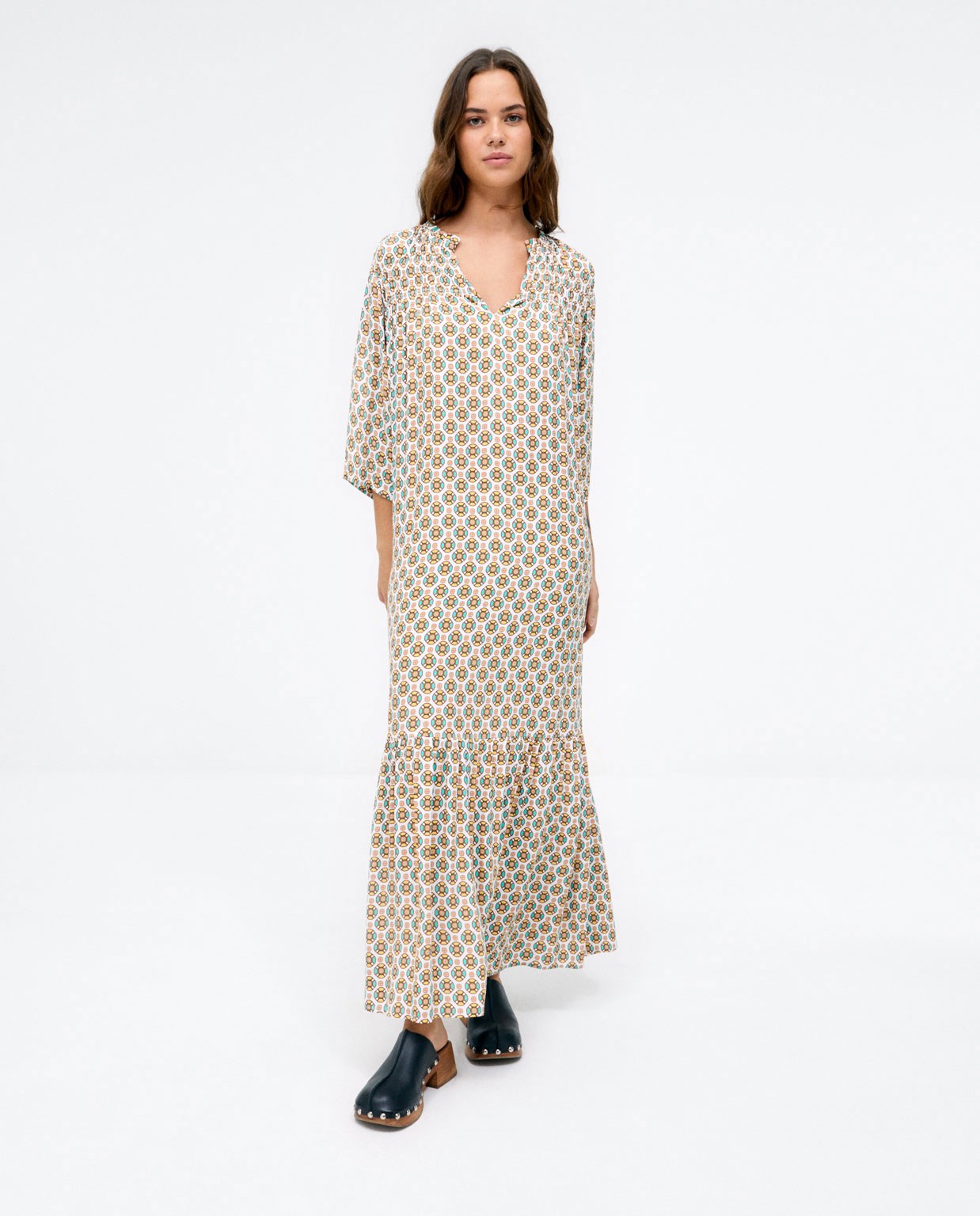 Vestido comprido e amplo Amarelo