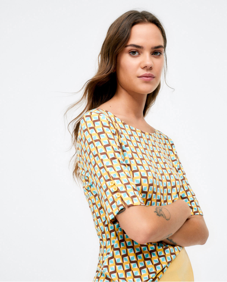 French sleeve blouse. Elasticated. Yellow