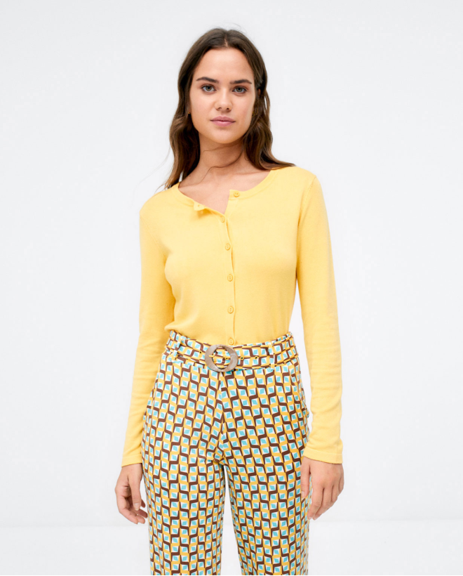 Calças largas com cinto Amarelo