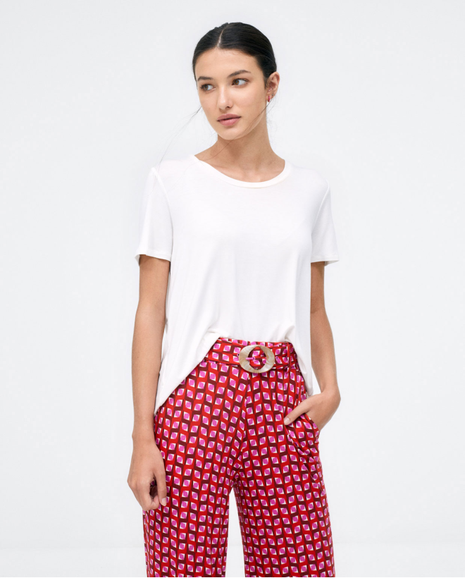 Straight long trousers with...