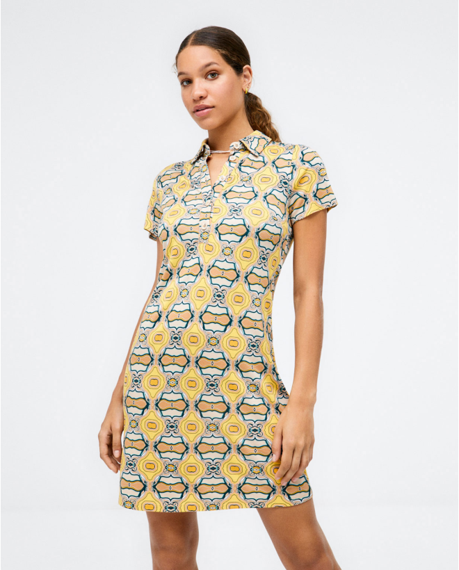 Vestido direito com gola...