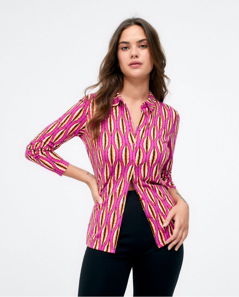 Long sleeve shirt. Elasticated. Fuchsia