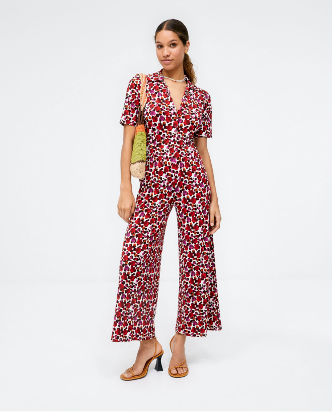 Long shirt jumpsuit. Elastic. Red