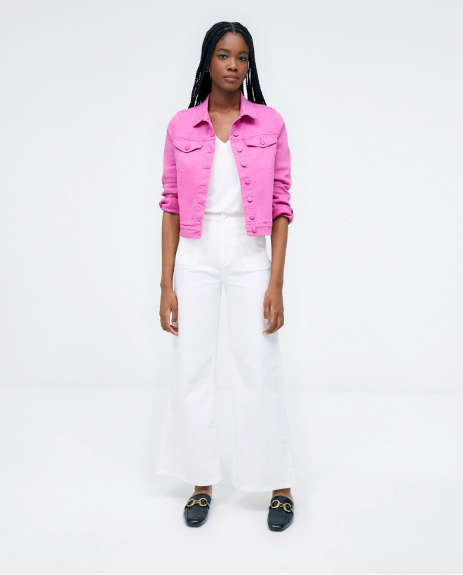 Long denim trousers with...