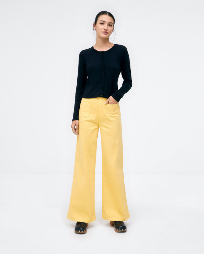 Pantalón vaquero largo con bolsillos. Liso Amarillo