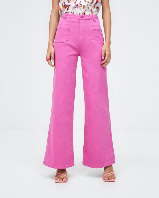 Long denim trousers with...