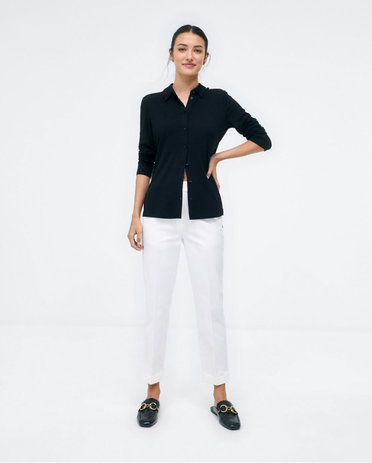 Long sleeve shirt. Elastic Black