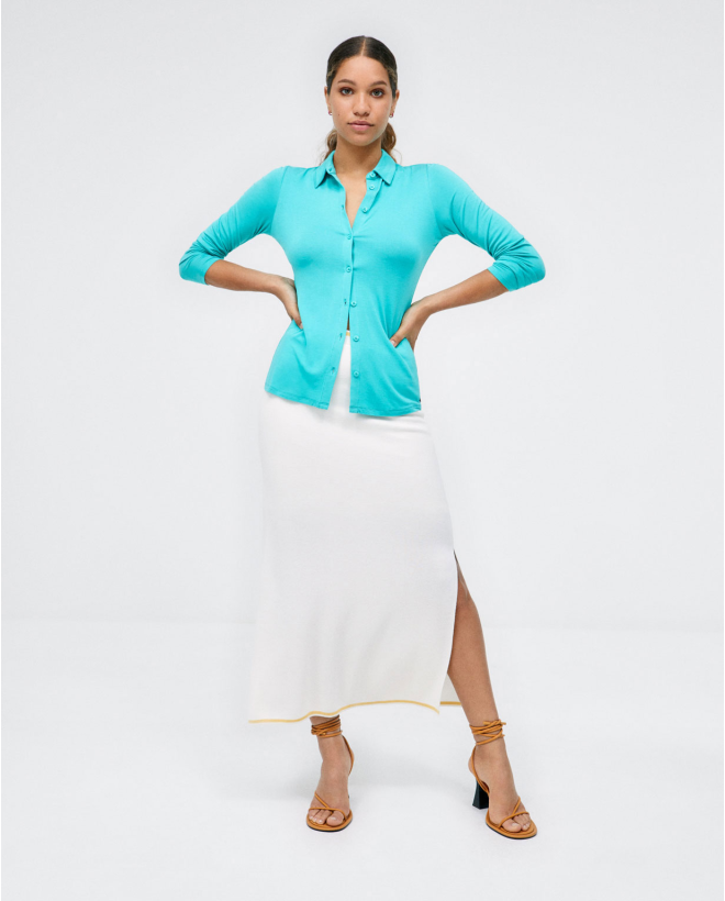 Long sleeve shirt. Elastic Turquoise
