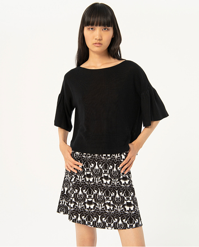Jersey tricot manga volantes Negro