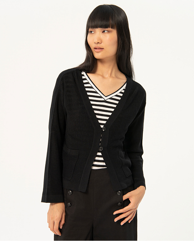 Cárdigan tricot corta Negro