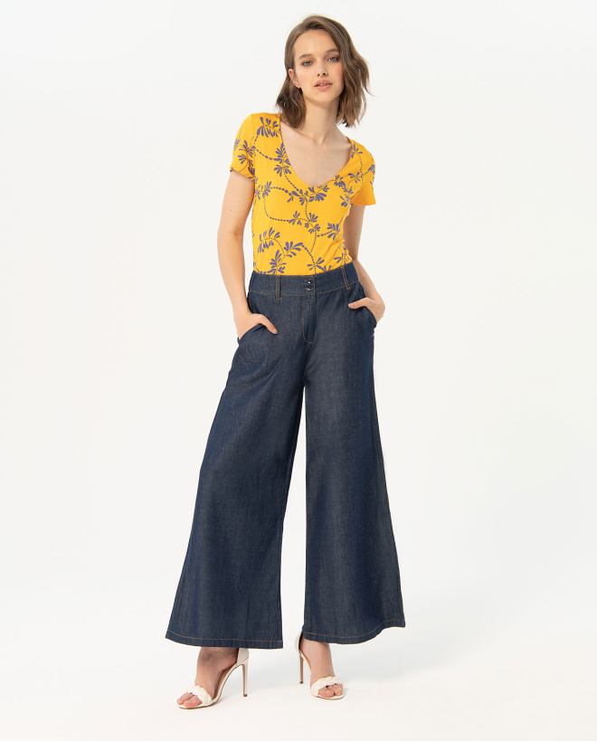 Jeans elásticos cropped Azul