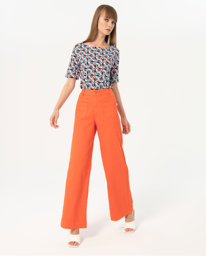 Jeans elásticos anchos Naranja