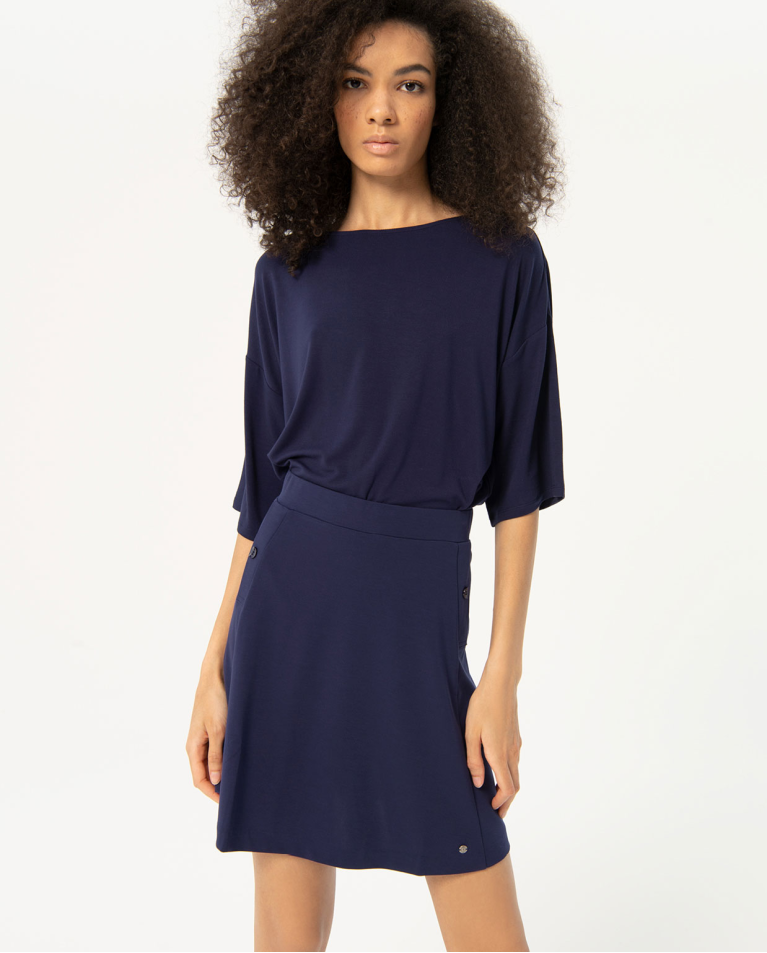 Mini skirt with side buttons Navy blue