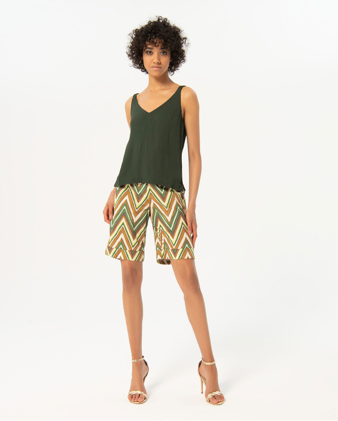 Camiseta crepe de tirantes lisa Kaki
