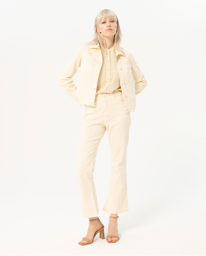 Cazadora denim color Crudo