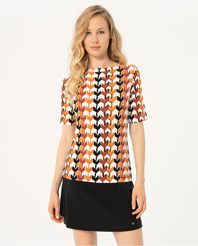 Camiseta manga francesa estampada Negro
