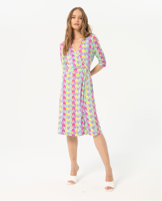 Vestido midi elástico estampado Multi