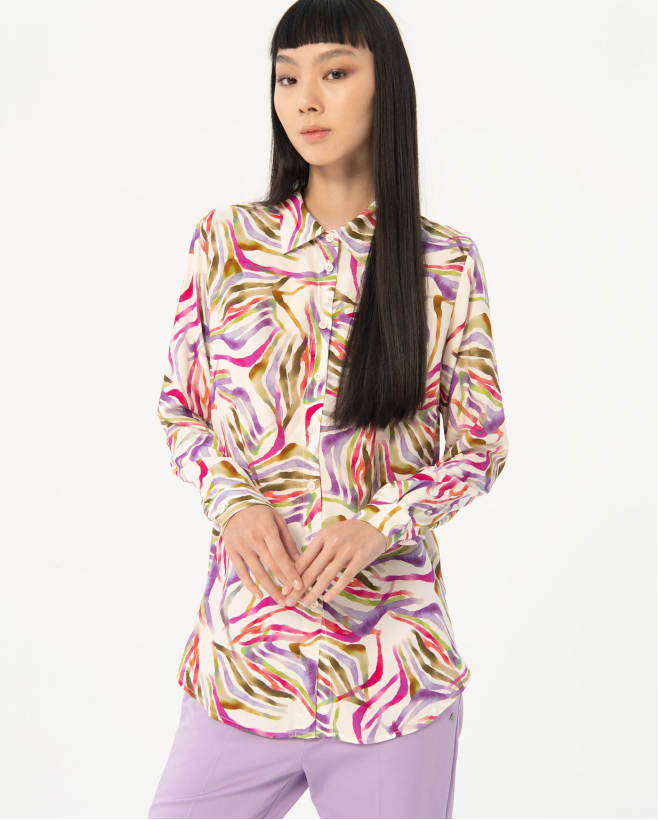 Camisa manga larga estampada Multi
