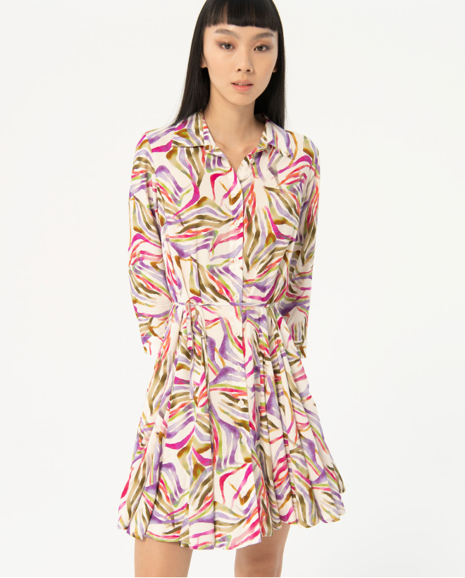 Vestido corto camisero estampado Multi