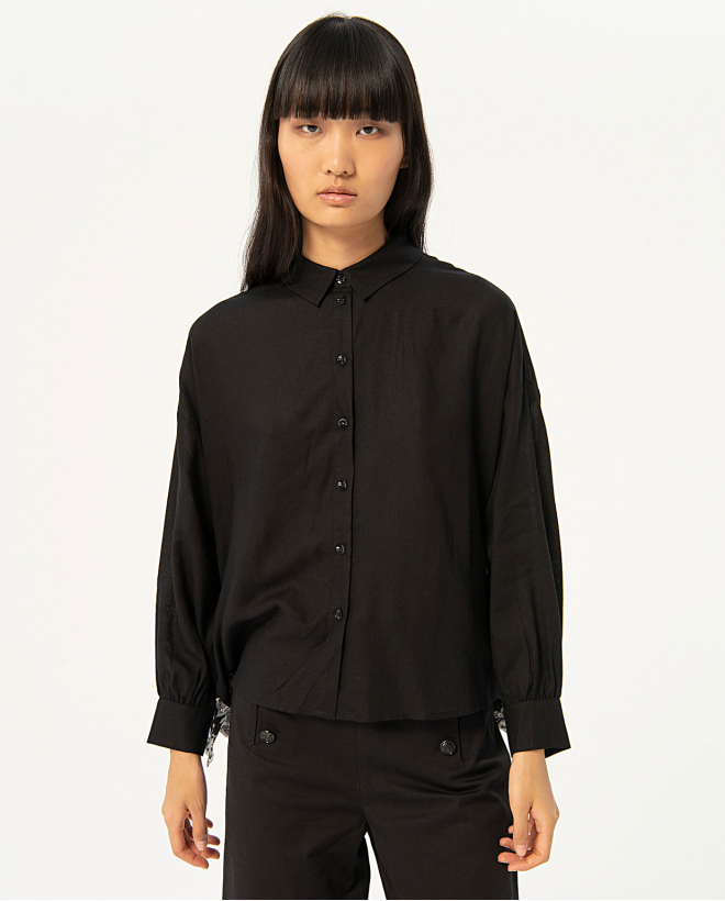 Camisa detalles en crochet Negro