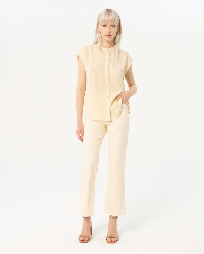 Blusa amplia con textura Beige