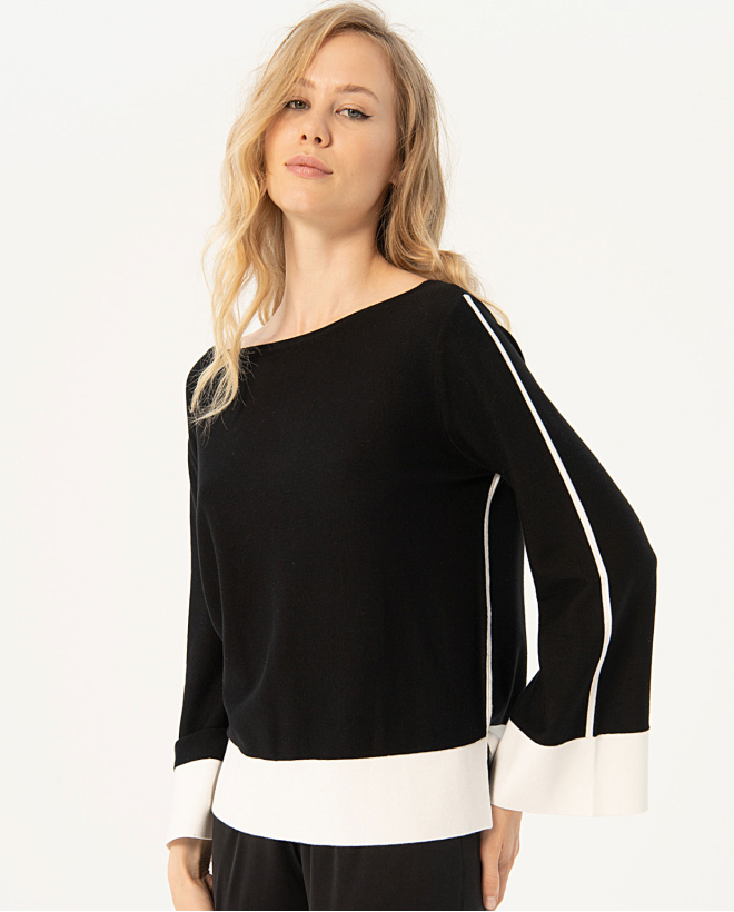 Jersey de punto manga larga Negro