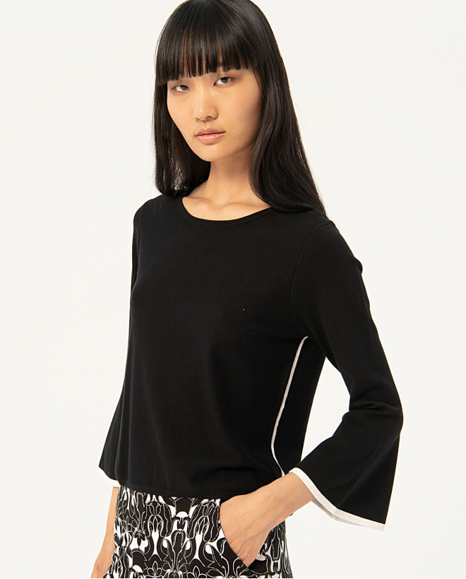 Jersey de punto manga campana Negro