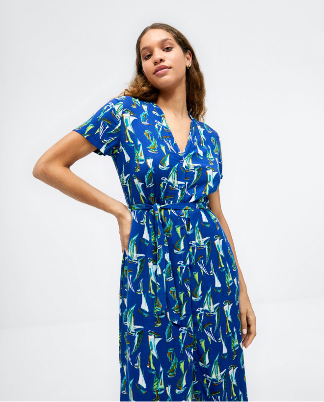 Vestido camiseiro  gola mao...