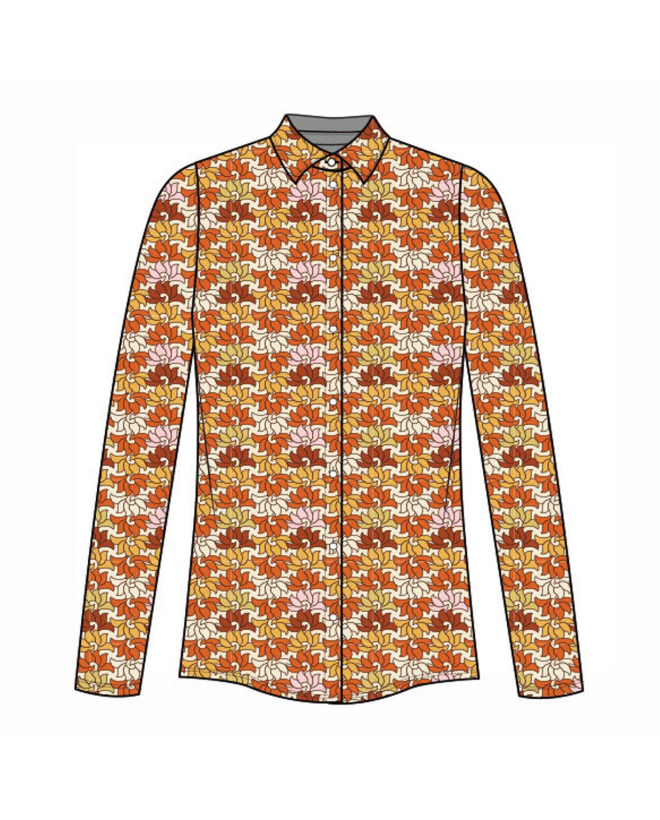 Camisa manga larga. Elástica. Estampado Naranja