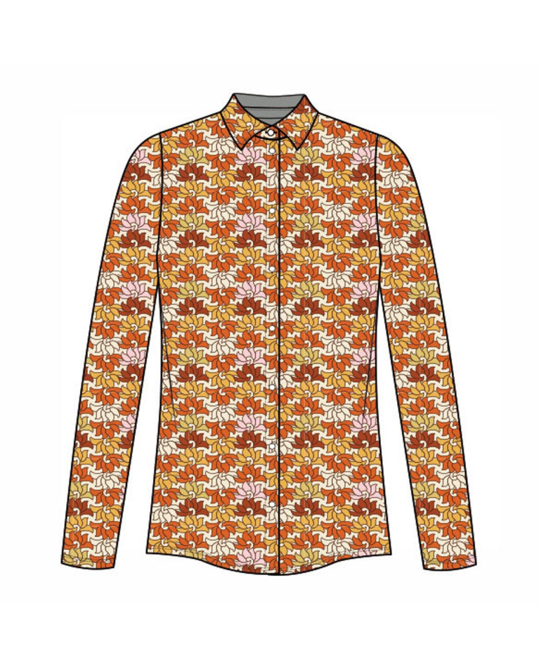 Camisa manga larga. Elástica. Estampado Naranja