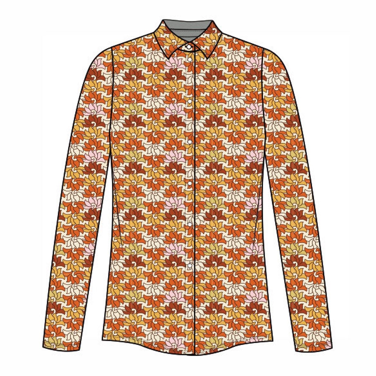 Camisa manga larga. Elástica. Estampado Naranja