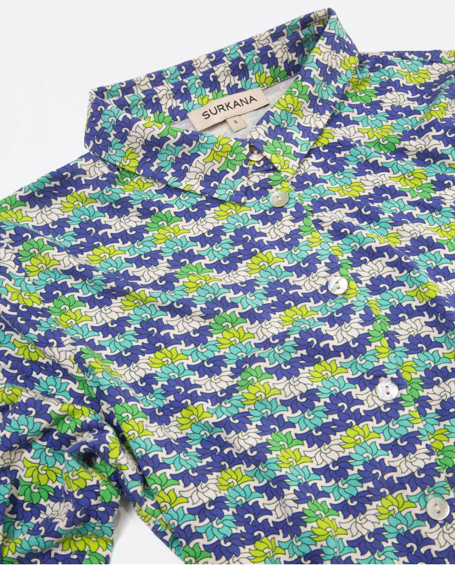 Camisa manga larga. Elástica. Estampado Azul