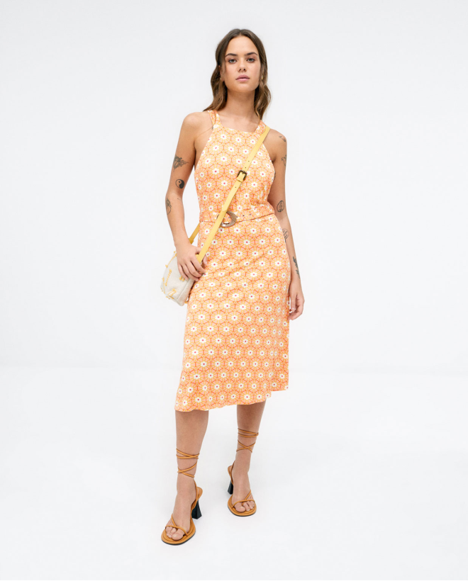 Vestido midi de alças com...