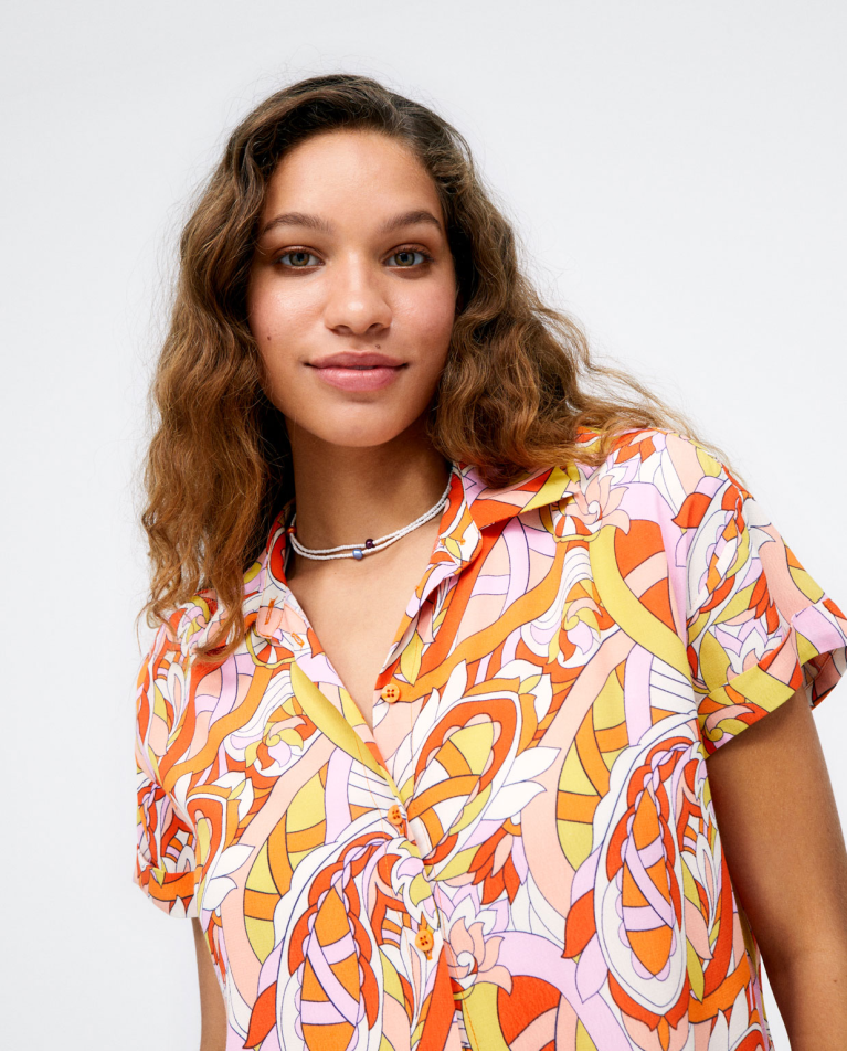 Camisola fina oversize gola camiseiro Laranja