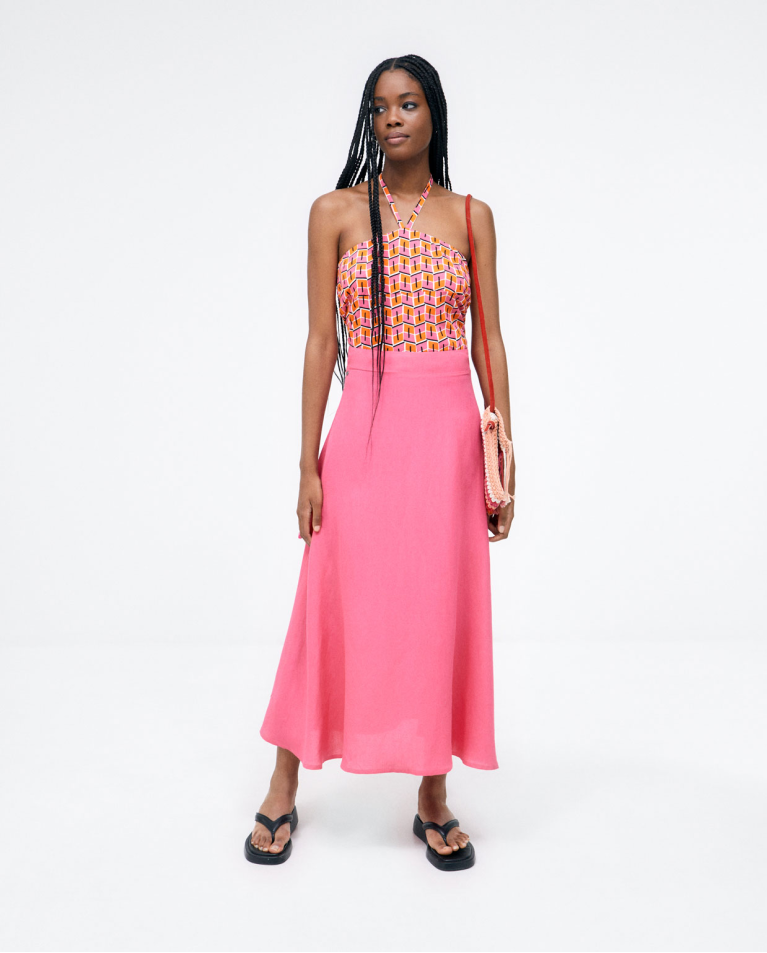 Strapless strapless t-shirt. Pink